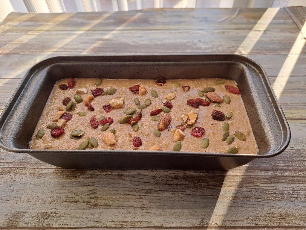 Banana bread in a baking pan